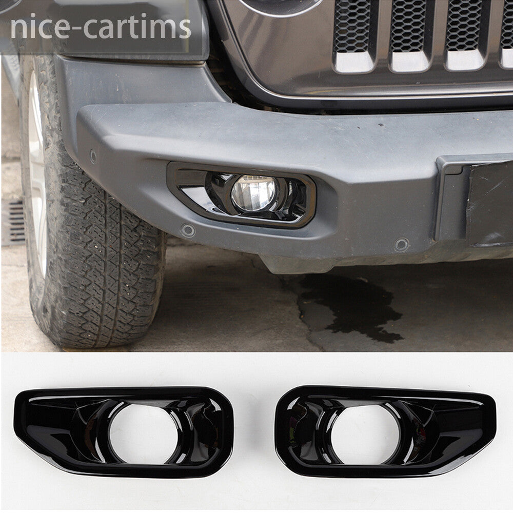 for Jeep for Wrangler JL JT Gladiator 2018+ Black Front Bumper Fog Lamp Light Cover