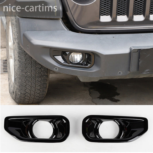for Jeep for Wrangler JL JT Gladiator 2018+ Black Front Bumper Fog Lamp Light Cover