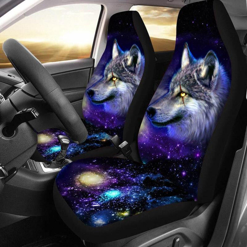 7x Car for Seat Covers Protector Accessory 3D Wolf Washable Breathable Full Set