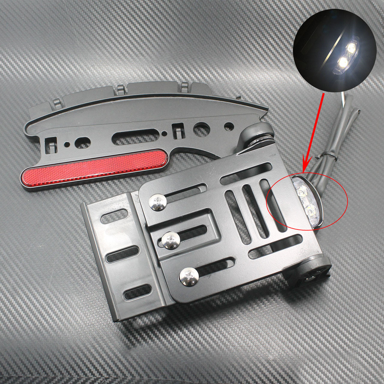 Motorcycle License Plate Side Mount LED Bracket Holder Fit for Harley XL 2004-16