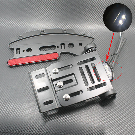 Motorcycle License Plate Side Mount LED Bracket Holder Fit for Harley XL 2004-16