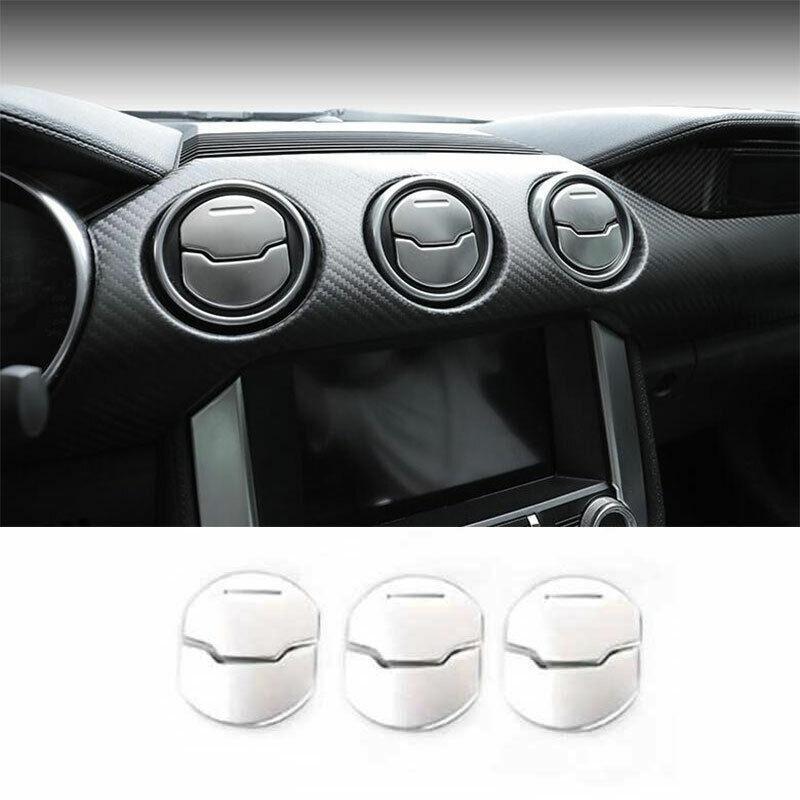 for Ford for Mustang 2015-2022 Silver Steel Middle Console Air Outlet Vent Trim 6PCS