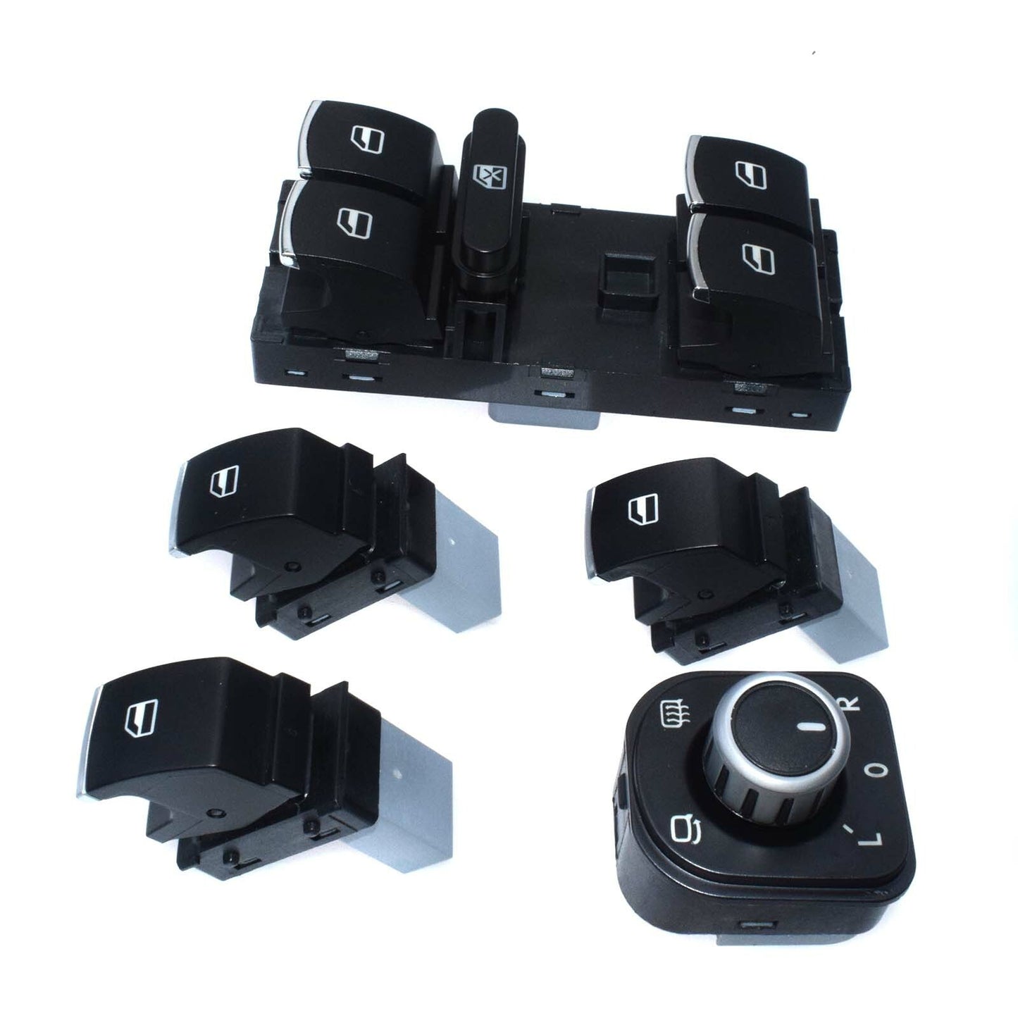 New Chrome Home Window Mirror Switch Kit 5 for Jetta 3, for Golf MK5, MK6, for Passat - n