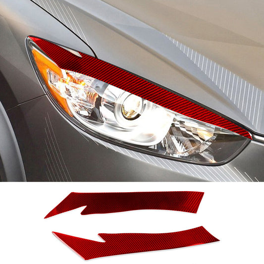 Red Carbon Fiber Front Headlight Eyelid Eyebrow Trim for Mazda CX-5 CX5 2013-16