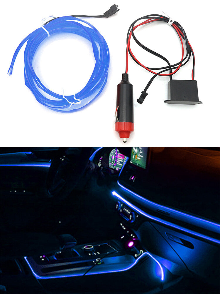 Car Indoor Atmosphere LED Light Strip Wire Lamp Decor Accessories Blue 2M 12V