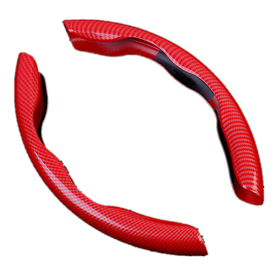 38cm/15 in Car Steering Wheel Cover Booster Wrap Non-Slip Red Carbon Fiber Look