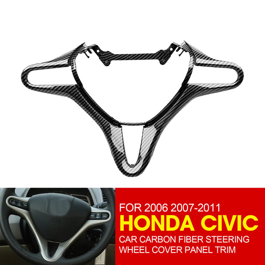 Carbon fiber steering wheel cover panel trim is available for 2006-2007-2011 for Honda for Civic vehicles.