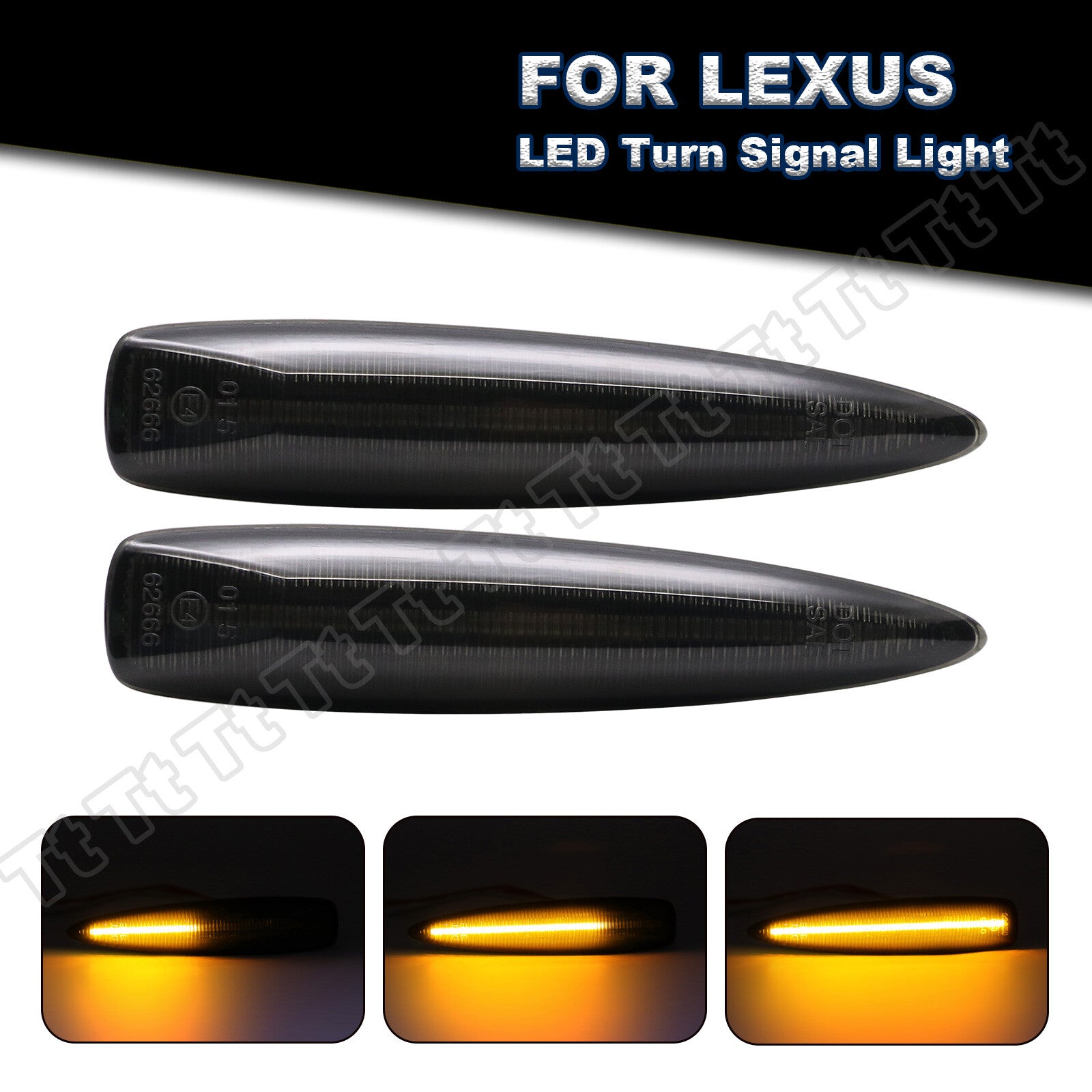 2 Sequential LED Fender Side Marker Signal Lights for for Lexus IS F LS LS460 LX570- v