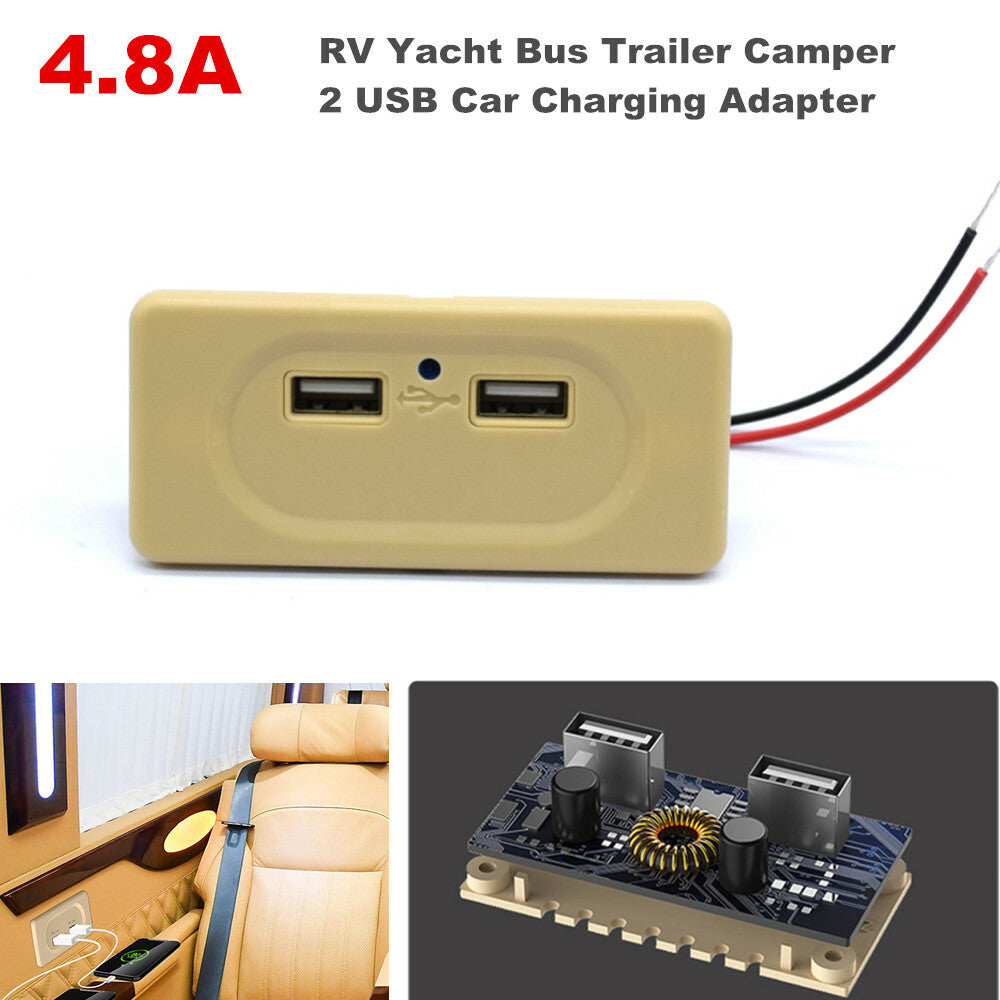 4.8A RV Bus Dual USB Car Charger Mobile Phone Charger Adapter Suitable for Yachts n