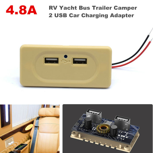 4.8A RV Bus Dual USB Car Charger Mobile Phone Charger Adapter Suitable for Yachts n