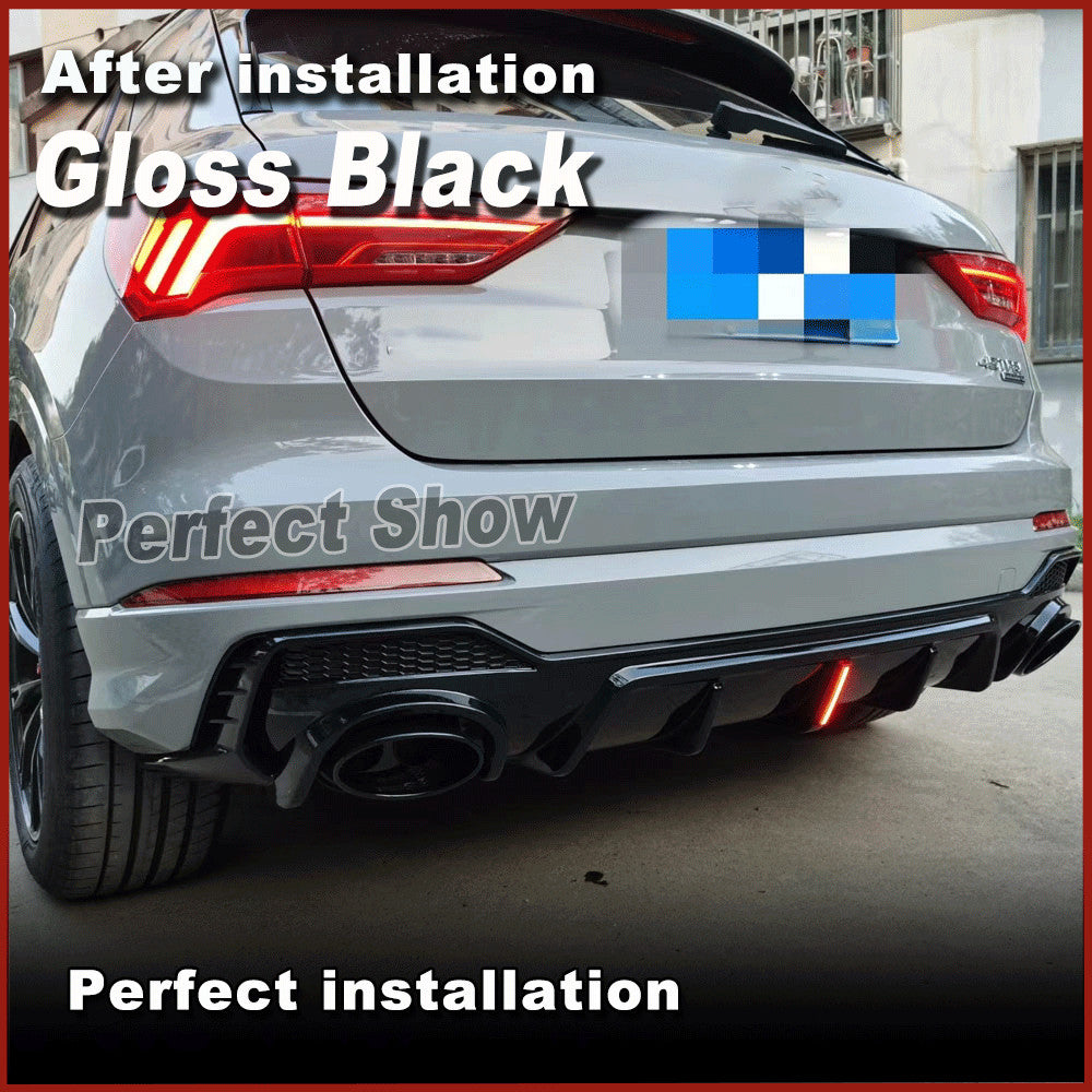 Fit for Audi Q3 S-Line 2021-22 Gloss Black Rear Bumper Diffuser Lip Exhaust Tip