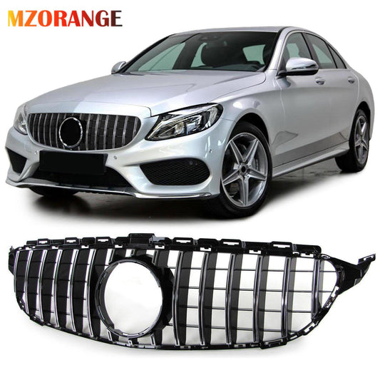 F¨¹r for Mercedes-Benz C-Class W205 2013-2018 K¨¹hlergrill Frontgrills Gl?nz Schwarz