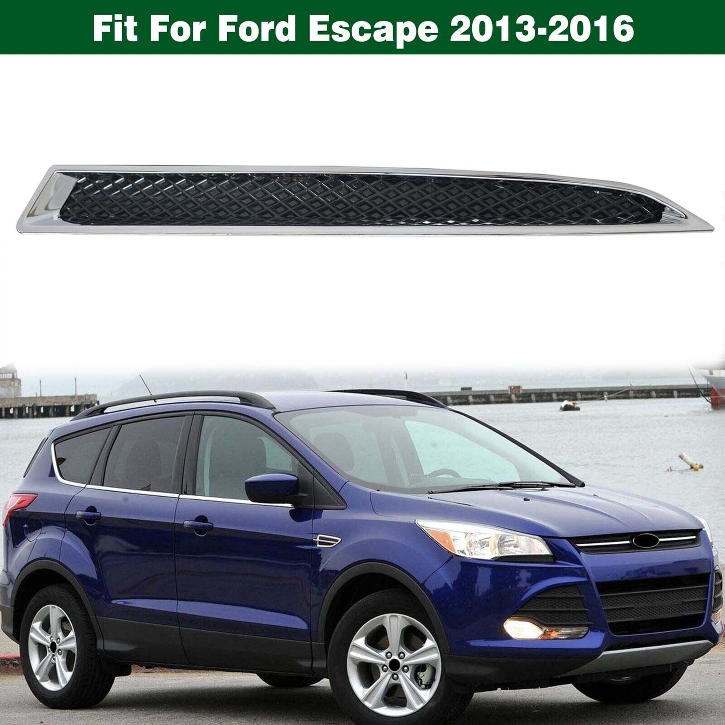 Left Headlight Lower Bracket Trim Moulding Chrome Fit for Ford Escape 2013-2016