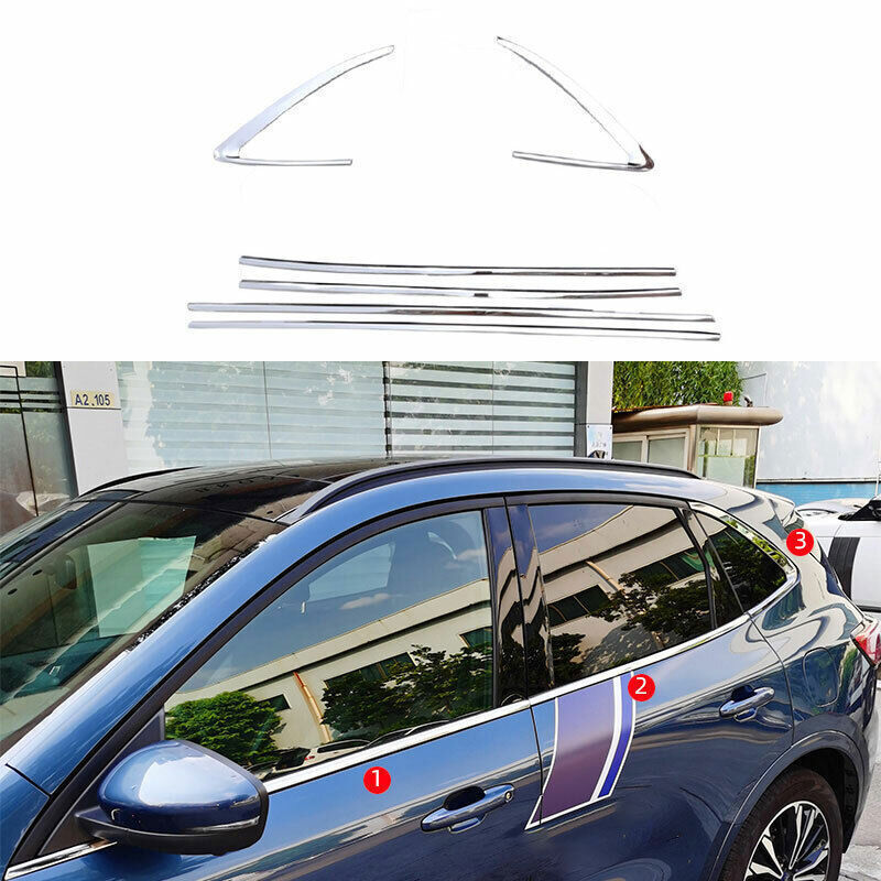 Chrome Steel Window Strip Sill Molding Strip Trim 6P for Ford Escape Kuga 20-21