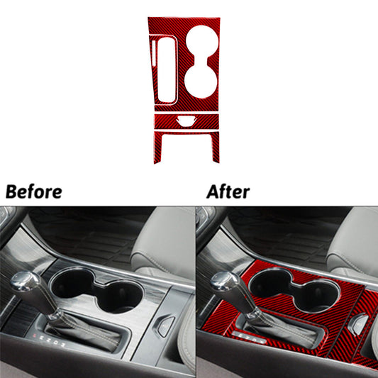 Red Carbon Fiber Interior Gear Shift Cover Trim for Mazda MX-5 Miata 2009-2015 v