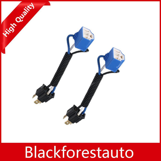 2 PCS H4 Headlight Light Bulb Angle Socket Plug Connector Wiring Harness Ceramic Q