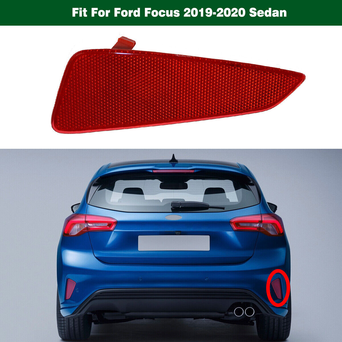 1Pcs Right Rear Bumper Reflector Fog Light Lamp for Ford Focus 2019-2020 Sedan
