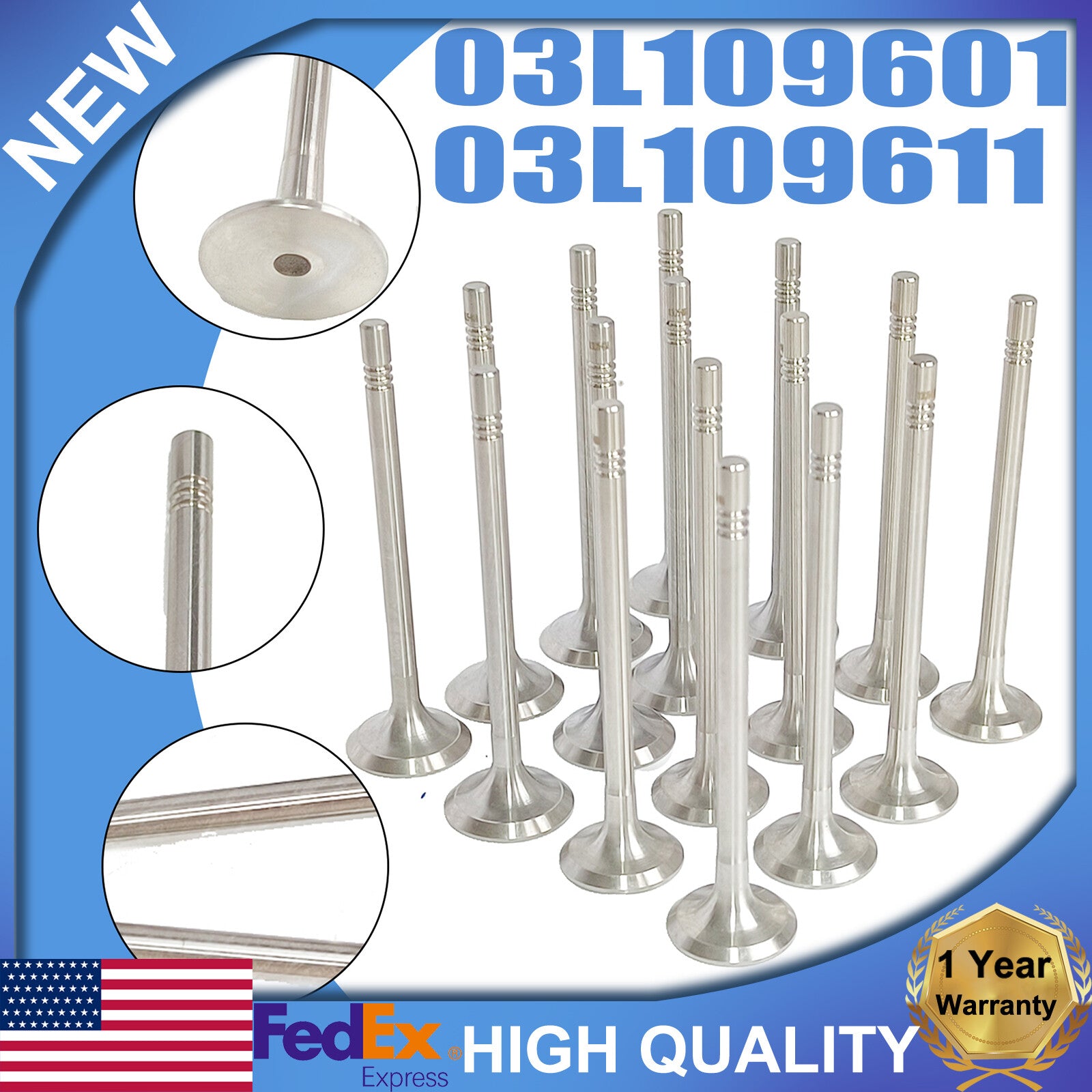 Intake and exhaust valves suitable for Audi A6, Q5, TT, and CC 2.0T #03L109601 #03L109611- n