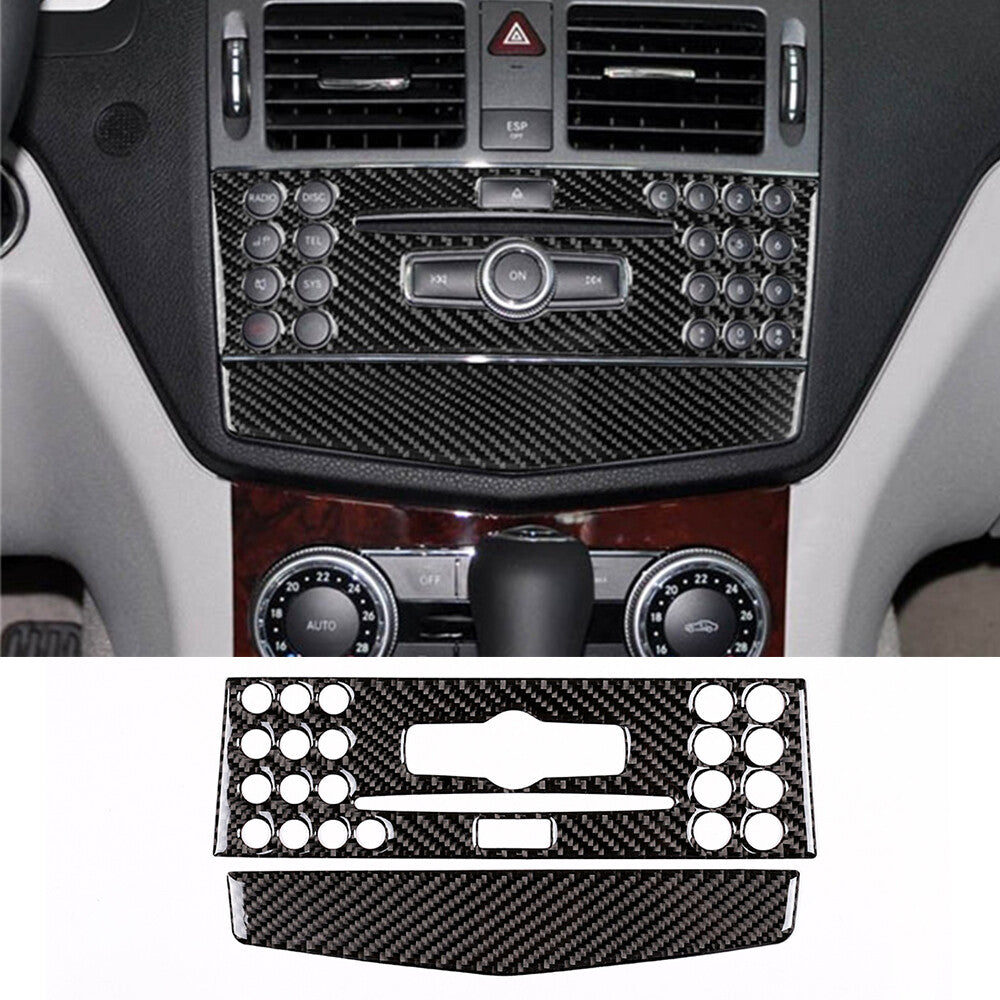 Soft Carbon Fiber Central Control CD Panel Cover for Benz C Class W204 2007-2010