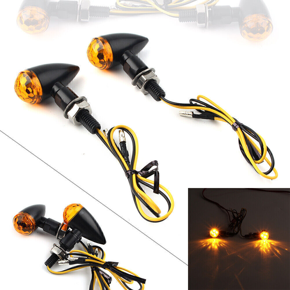 For 8MM Universal Black Metal LED for Mini Amber Turn Signal Indicators Light Q