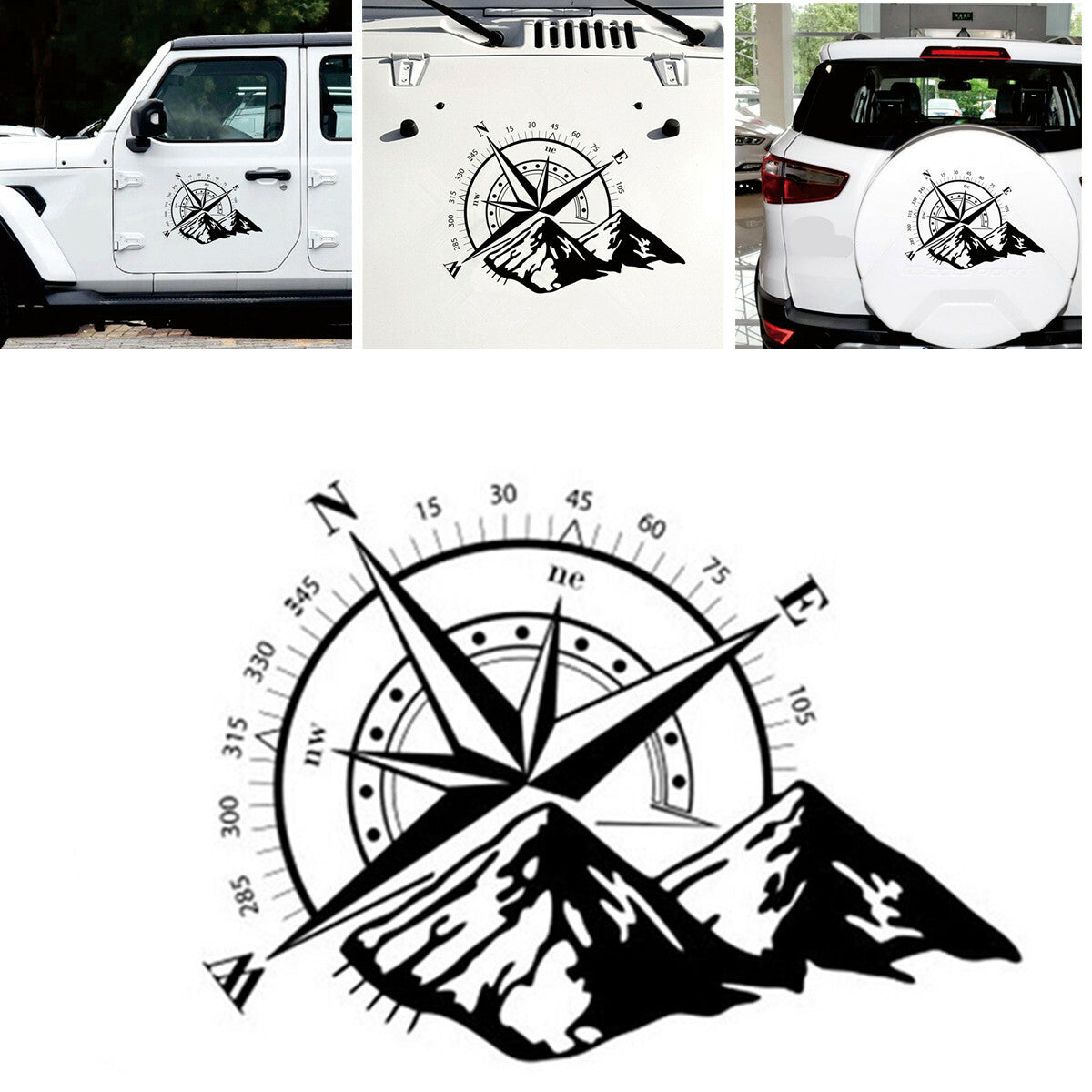 Compass Mountain Vinyl Decal -Sticker Fit for Car Truck Body Window Decoration