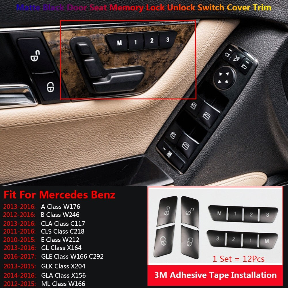 Black for Mercedes-Benz A B E CLA CLS GL GLA GLK GLE W166 Door Lock Switch Cover