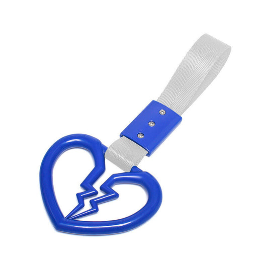 Devil Broken Heart Ring Car Handle Strap Charm Tool Tsurikawa Silver Belt Blue