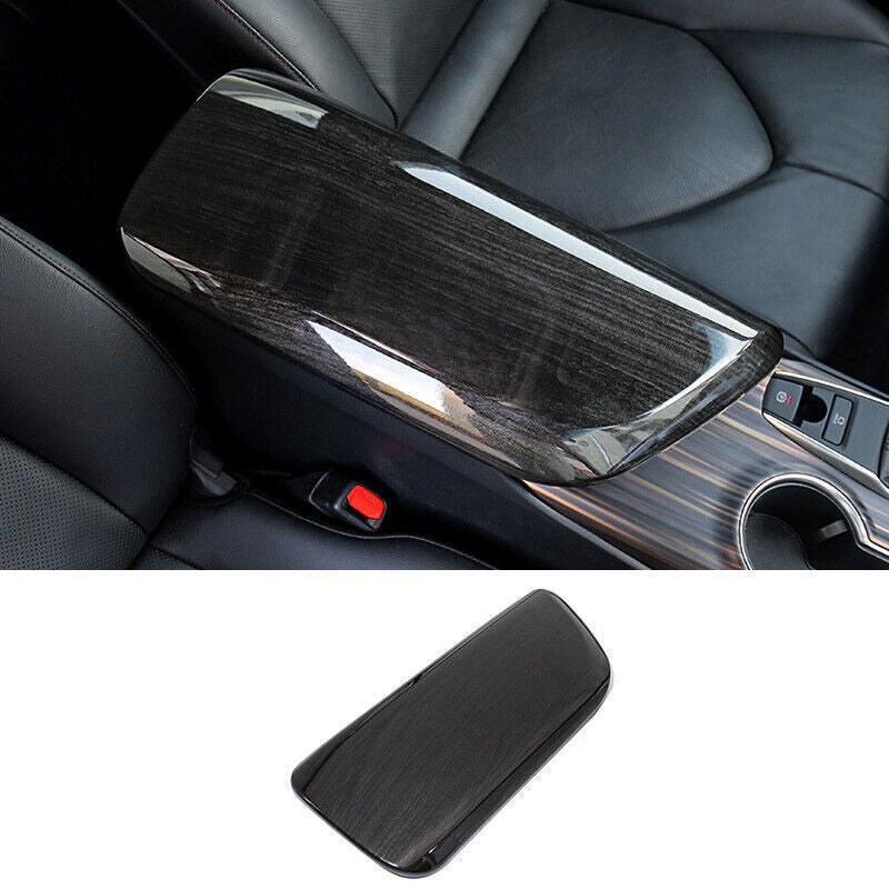 For Toyot@a for Camry 2018-2023 Black Wood Grain Center Console Armrest Box Cover 1P n