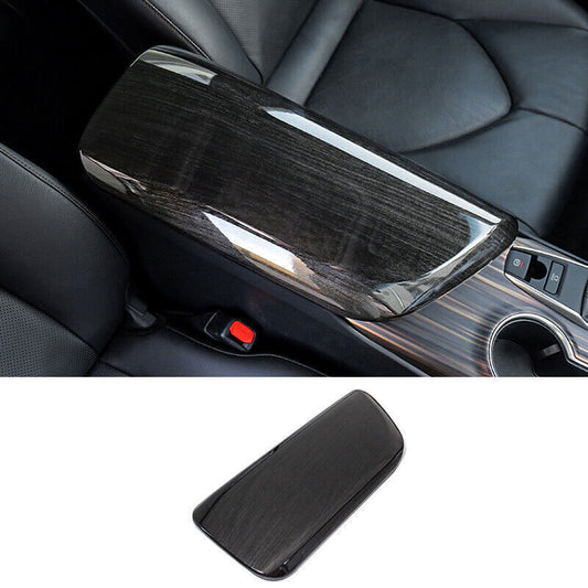 For Toyot@a for Camry 2018-2023 Black Wood Grain Center Console Armrest Box Cover 1P n