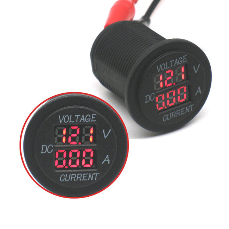 12-24V Car Motorcycle LED Display Voltmeter Current Gauge For Boat UTV ATV Parts v