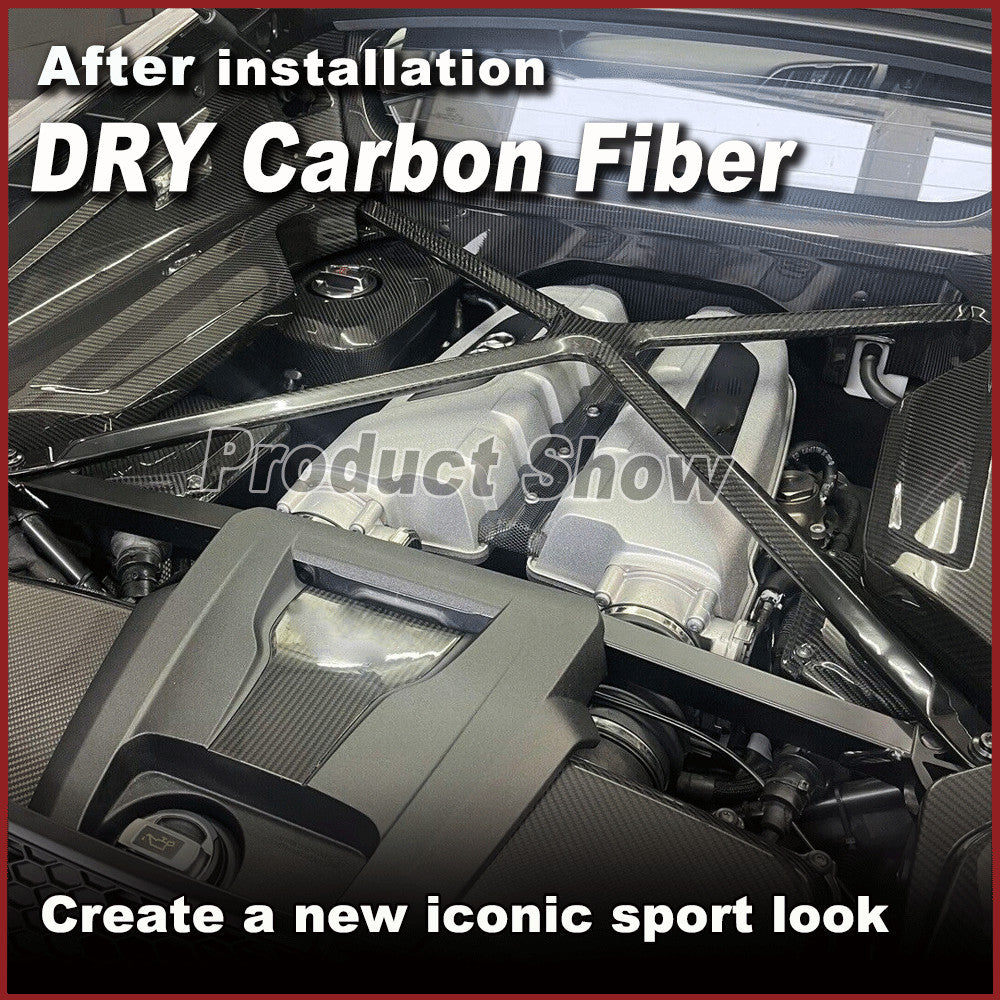Fit for Audi R8 V10 2022-24 Dry Carbon Fiber Engine X Brace Bracket Trim Covers