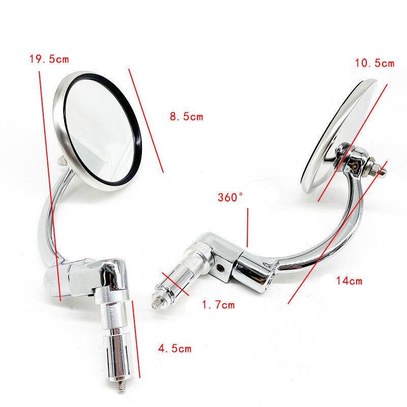 Aluminum alloy motorcycle pole end mirror, adjustable handlebar rearview mirror, side mirror - n