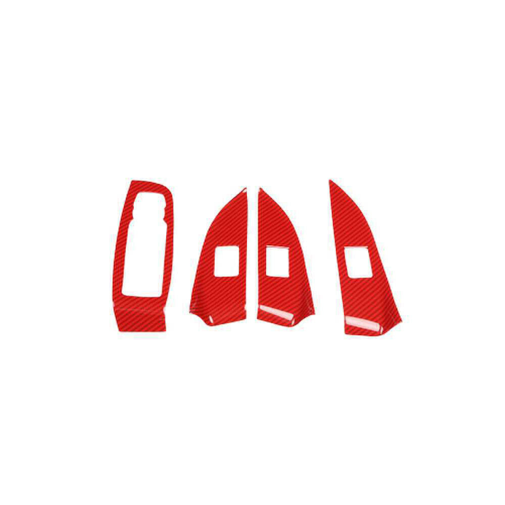 for Cadillac CT5 2020-24 Red Carbon Fiber Door Window Switch Lift Cover Trim 4P