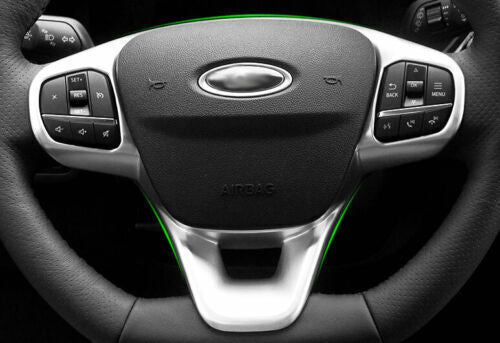 Matte Silver Car Steering Wheel Frame Cover Trim for Ford Escape Kuga 2020-2023