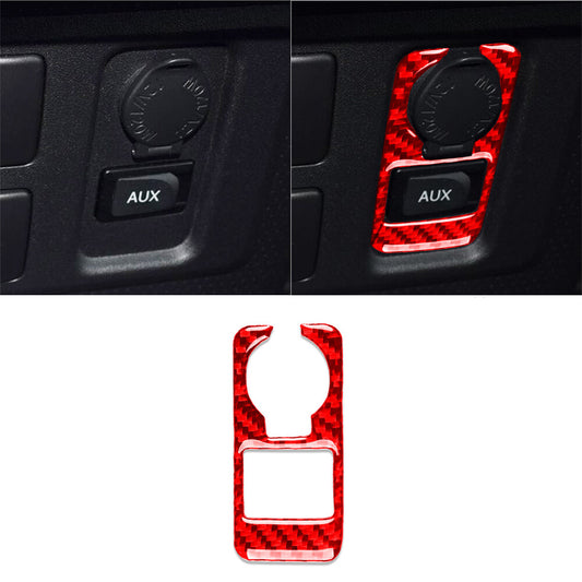 For Toyot@ FJ Cruiser 2007-21Red Carbon Fiber Inner AUX Power Outlet Switch Trim