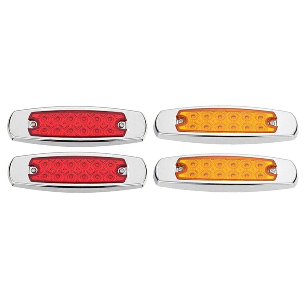 4x LED Sealed Side Marker Clearance Light Fish Shape Trailer 2x Red+2x Amber