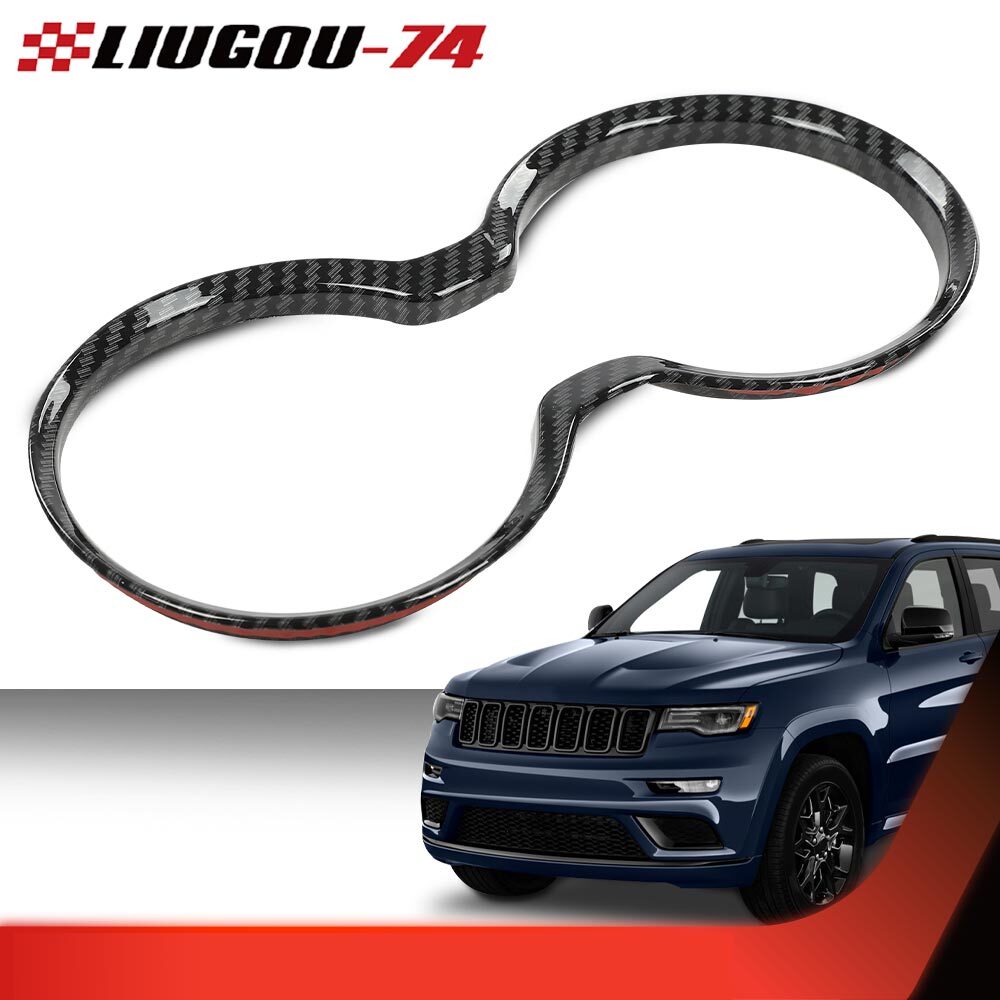 Fits Grand Cherokee 11 - 21 Gear Shift Cup Holder Cover Trim Border Carbon Style - v