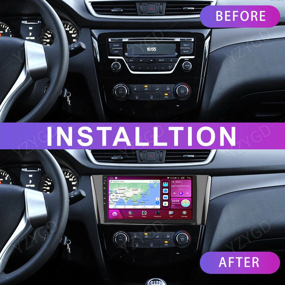 for Nissan Qashqai 2014-2019 Android Carplay Car Radio GPS Navi Stereo Screen BT