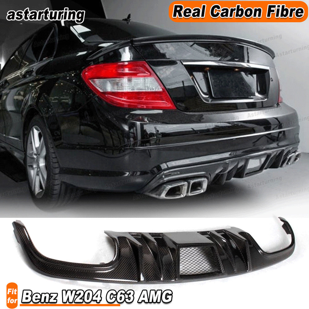 REAL Carbon Rear Bumper Diffuser for Mercedes C-Class W204 C63 Sedan 2008-11