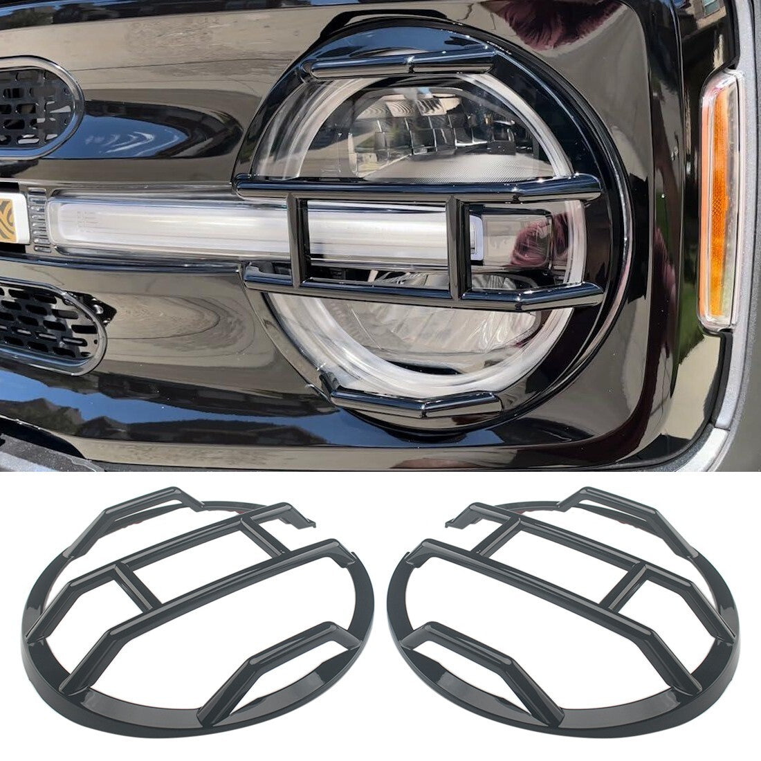 Headlight Guard Protecter Trim  for ford  Bronco Accessories 2021-2024 Black 2PACK