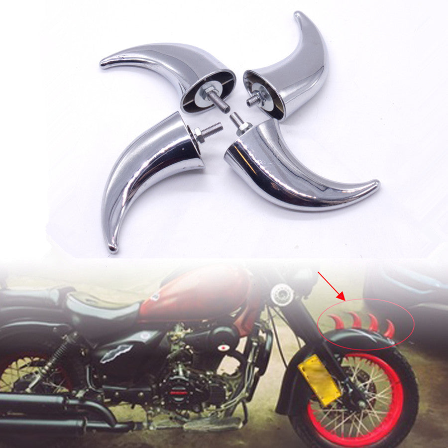 Chrome Front Fender Horns Decoration Chopper Bobber Touring Cafe Racer Custom Q