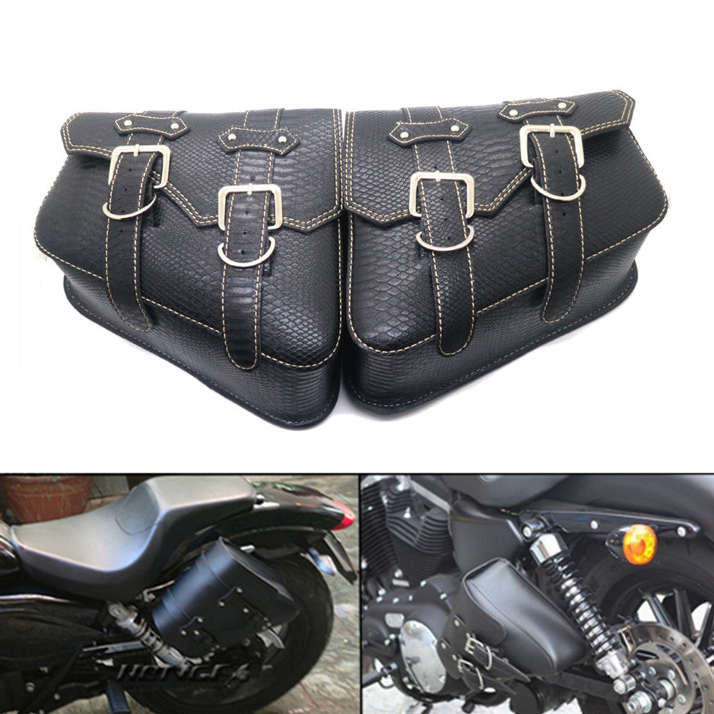 New Saddlebags PU Crocodile Leather Pouch Bag for Harley Sportster XL 883 1200 Q