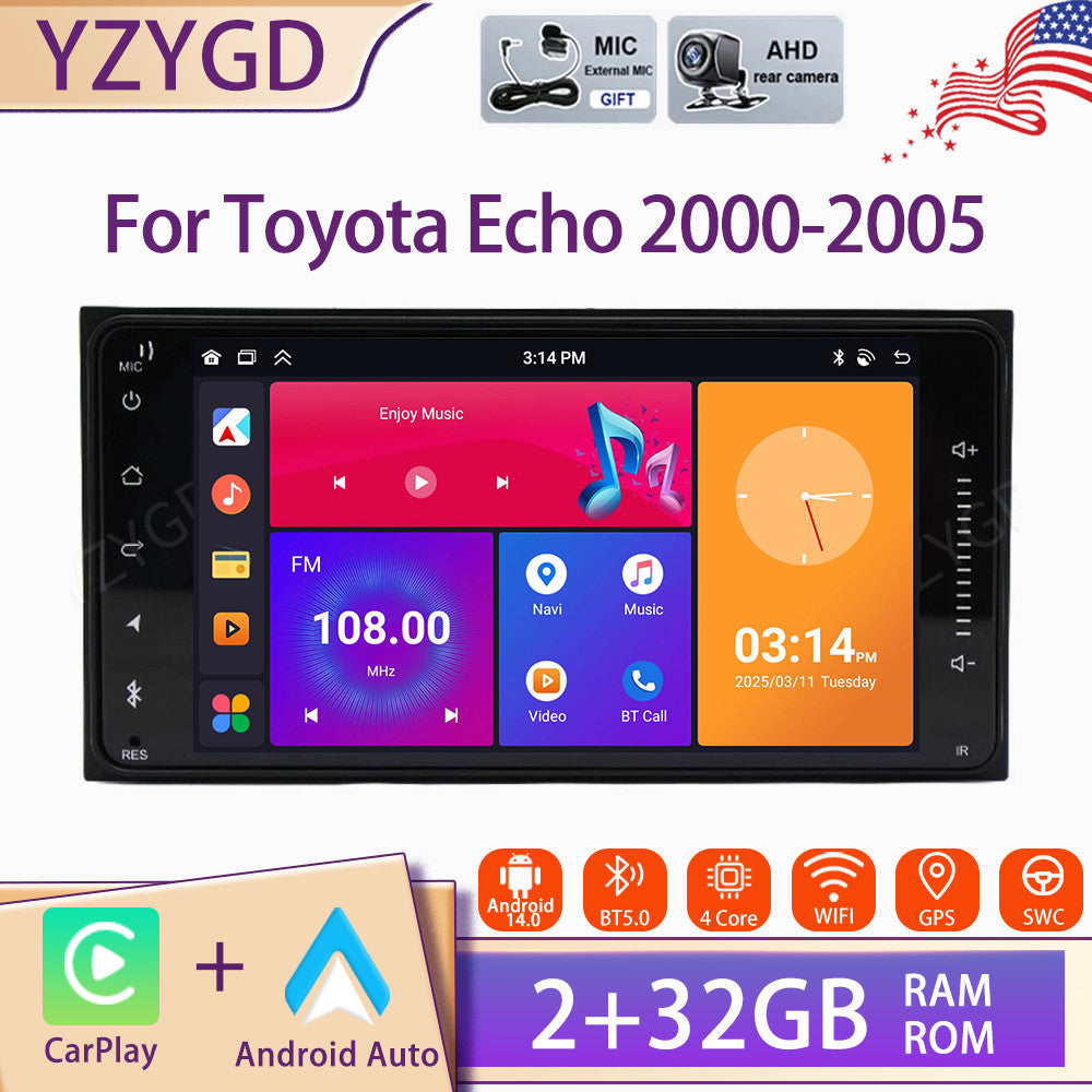 Android 14 Carplay Car Radio for Toyota Echo 2000-2005 Stereo GPS Navi WIFI BT