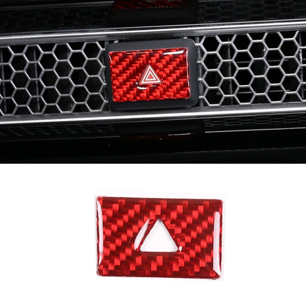 Red Carbon Fiber Warning Light Switch Button Trim for Honda for Civic 11th 2022 2023
