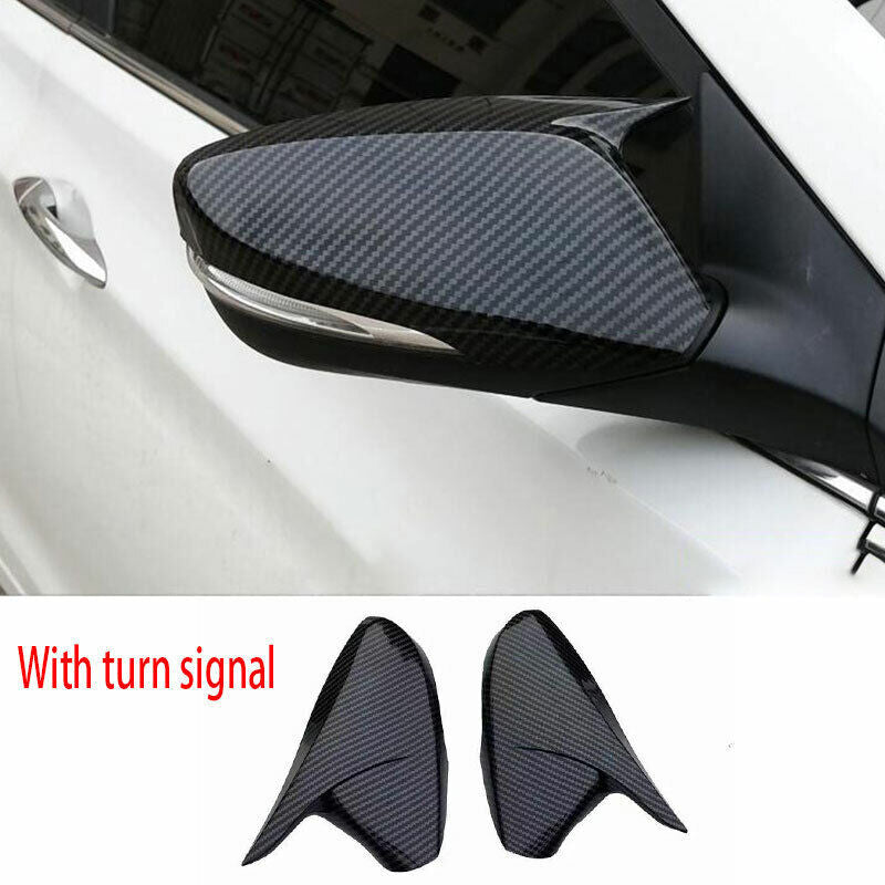 for Hyundai for Veloster 2012-2017 Carbon Fiber Horn OX Rear View Mirror Cover Trim