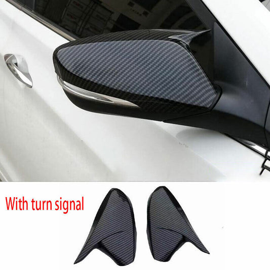 for Hyundai for Veloster 2012-2017 Carbon Fiber Horn OX Rear View Mirror Cover Trim