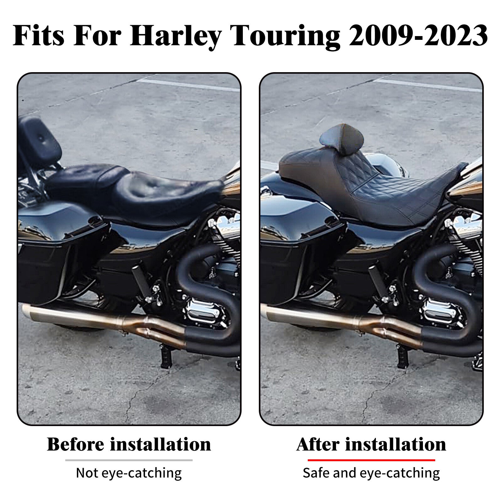 Driver Passenger for Seat w/ Backrest for Harley Touring Street Road Glide 2009-2023