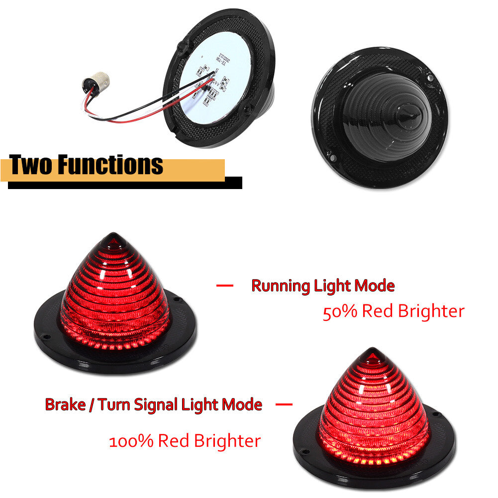 For 60 - 61 Impala for El Camino Brake Tail Light Smoked Lens Guide Script Pair - v