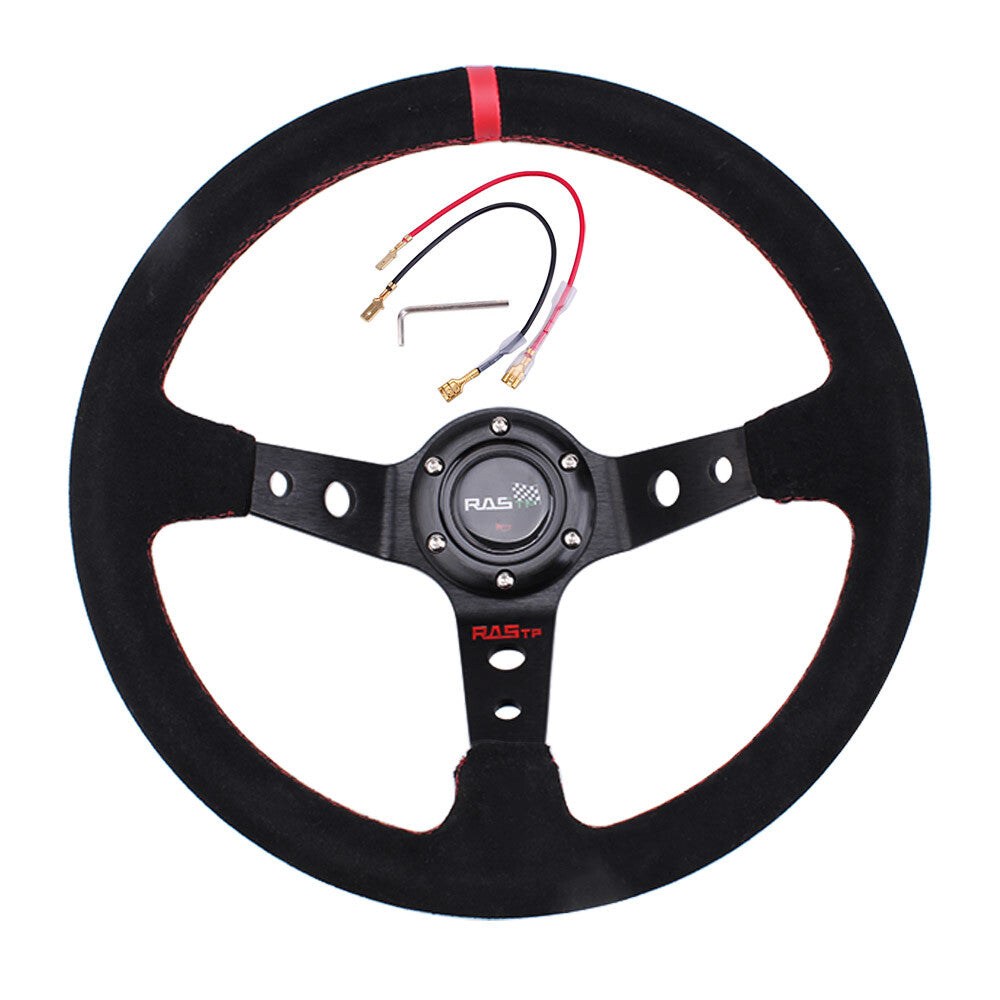 14 Suede Steering Wheel+Hub Adapter For Prelude EK RSX for Accord CRZ