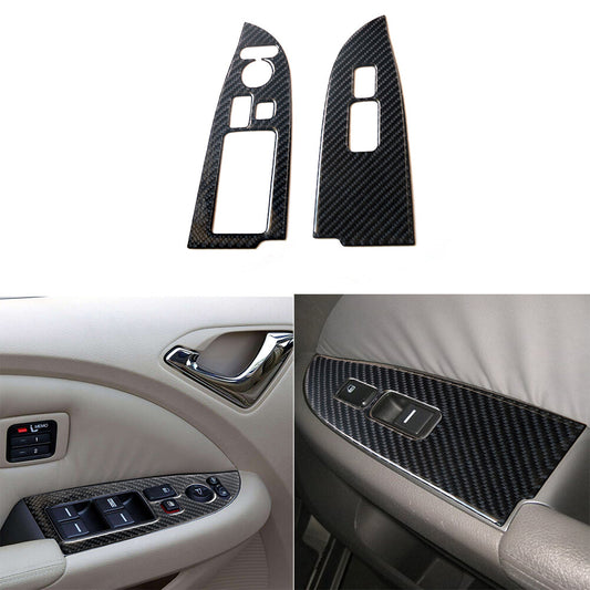 2Pcs Red Carbon Fiber Rear Door Pillars Trim Cover For Sonic 2012-2016 v